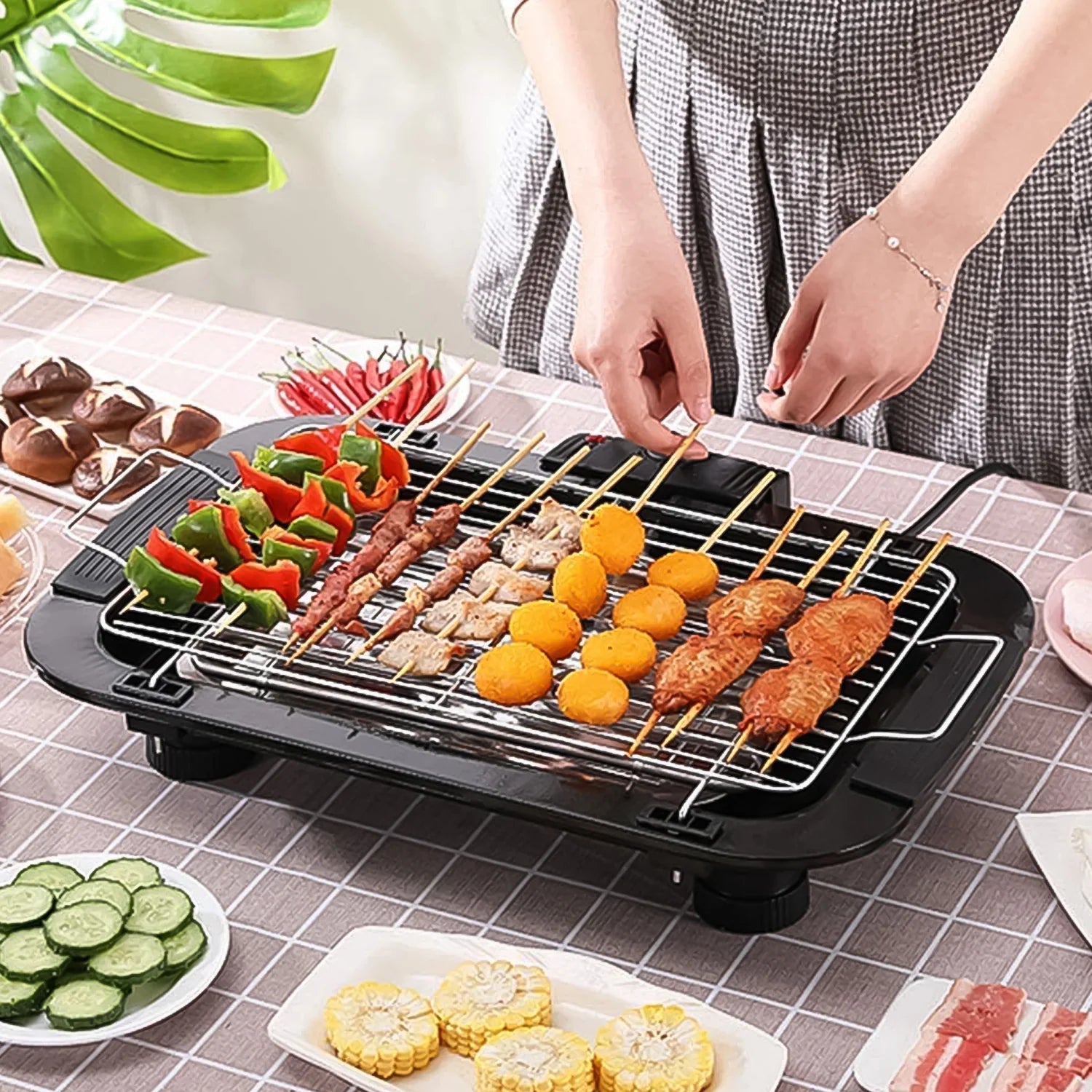 Electric BBQ Grill | Portable Smokeless Indoor Barbecue Machine | Multi-Purpose Cooking Grill (2000W)