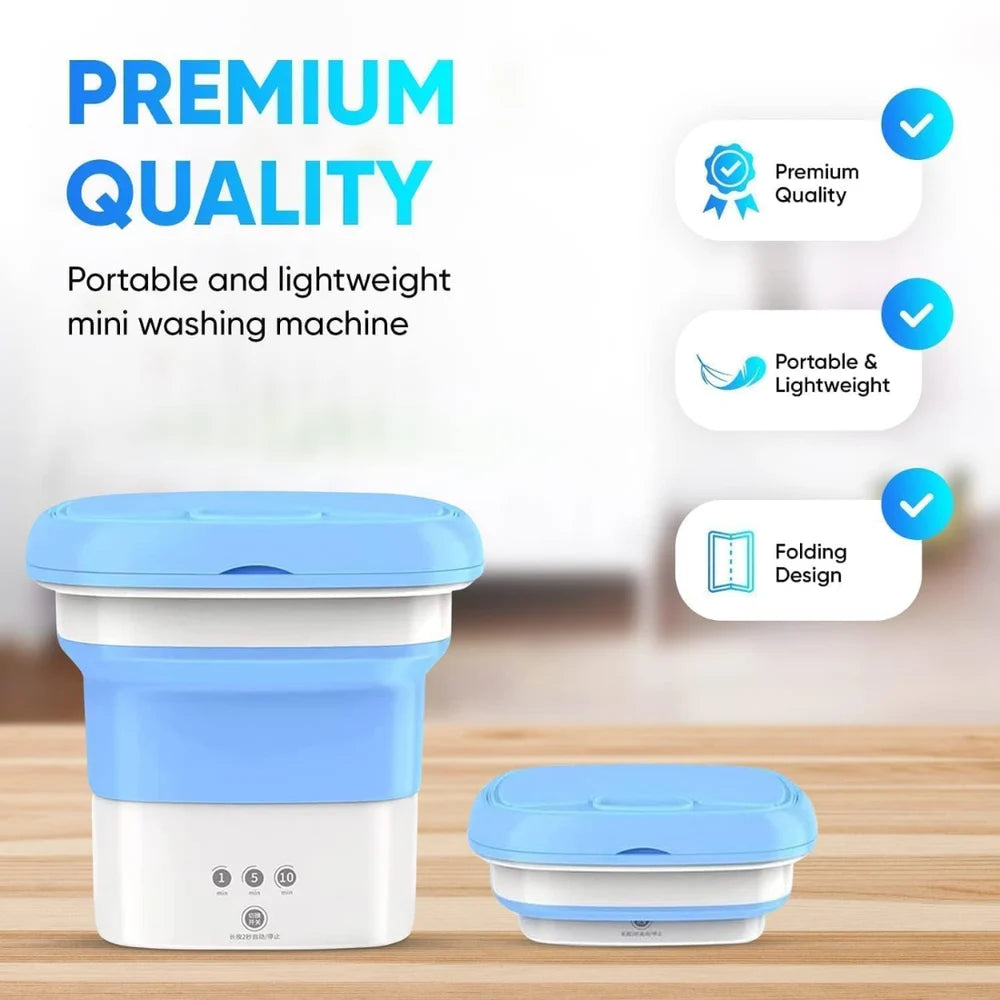 Portable Foldable Mini Washing Machine with Spin Basket | USB Powered Ultrasonic Laundry Washer