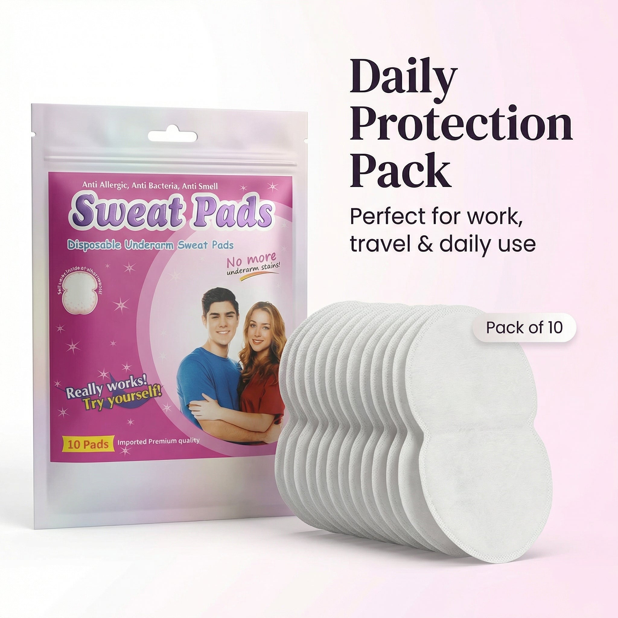Disposable Underarm Sweat Pads – Anti-Sweat & Odor Protection (Pack of 2)