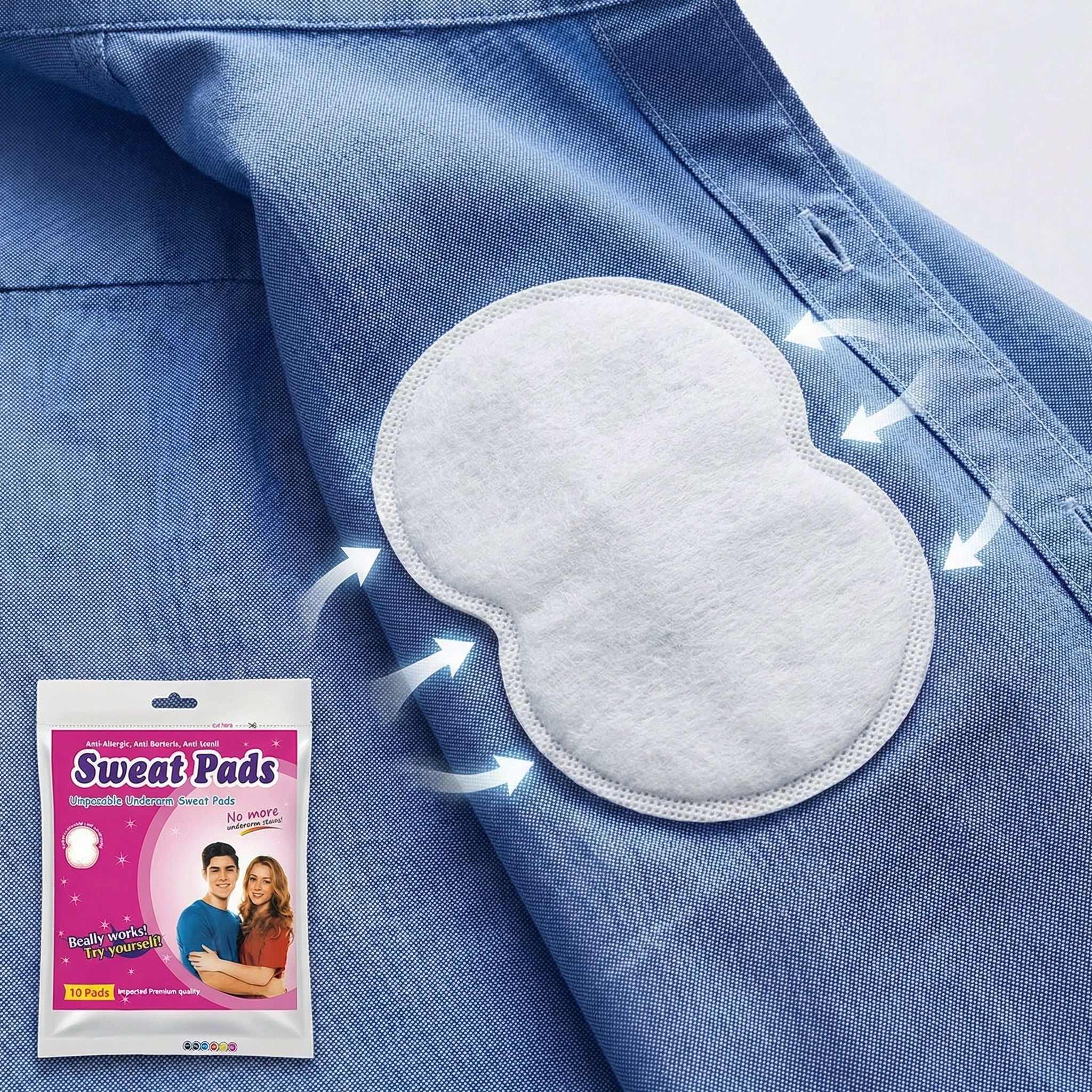 Disposable Underarm Sweat Pads – Anti-Sweat & Odor Protection (Pack of 2)