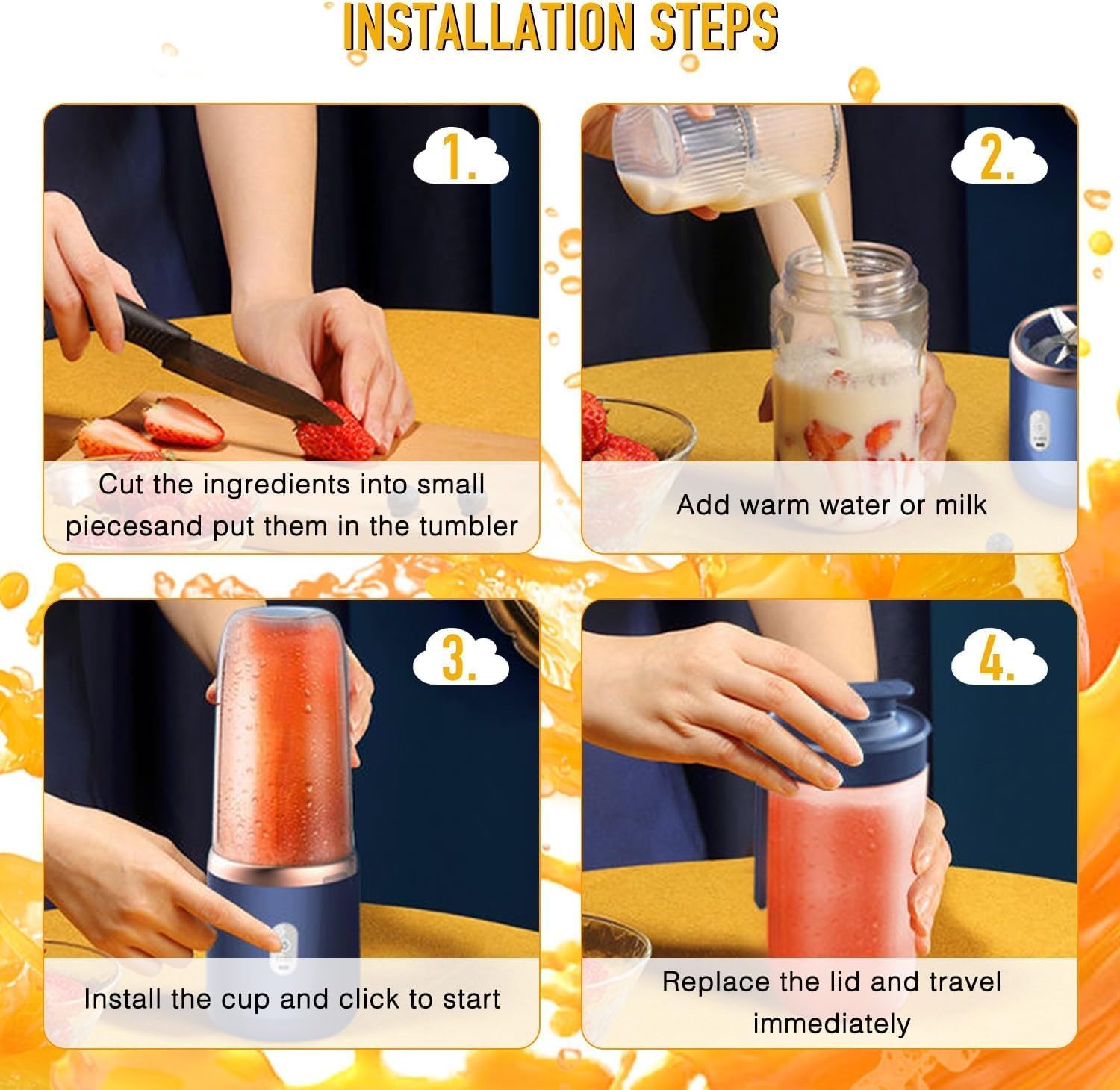 Celestor Portable Smoothie Blender USB Rechargeable 6 - Blade - Celestor