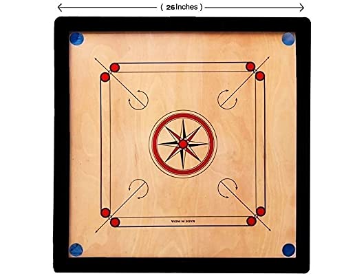 Celestor Premium Wooden Carrom Board Set 26 Inch with Coins, Striker & Carrom Powder for Family Indoor Games