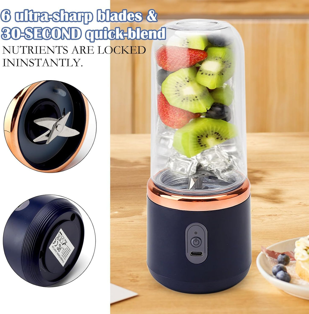 Portable Blender Electric Juicers Fruit Mixers USB Rechargeable Smoothie Mini Personal Juicer 6 Blades 3Gears With 1800 Mah Rechargeable Battery-Smoothie Blender
