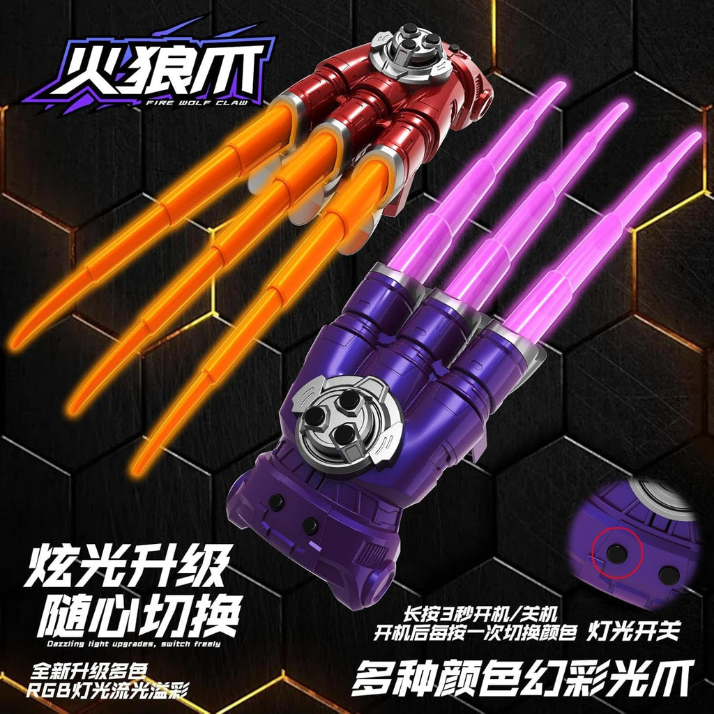 Fire Wolf Cyber Claw | Retractable RGB Gauntlet with Spark Engine