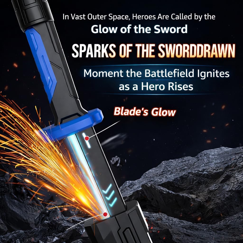 Celestor RGB LED Light-Up Battle Sword Toy with Spark Drawing Effect, Type-C Rechargeable Futuristic Warrior Sword for Kids Roleplay & Cosplay