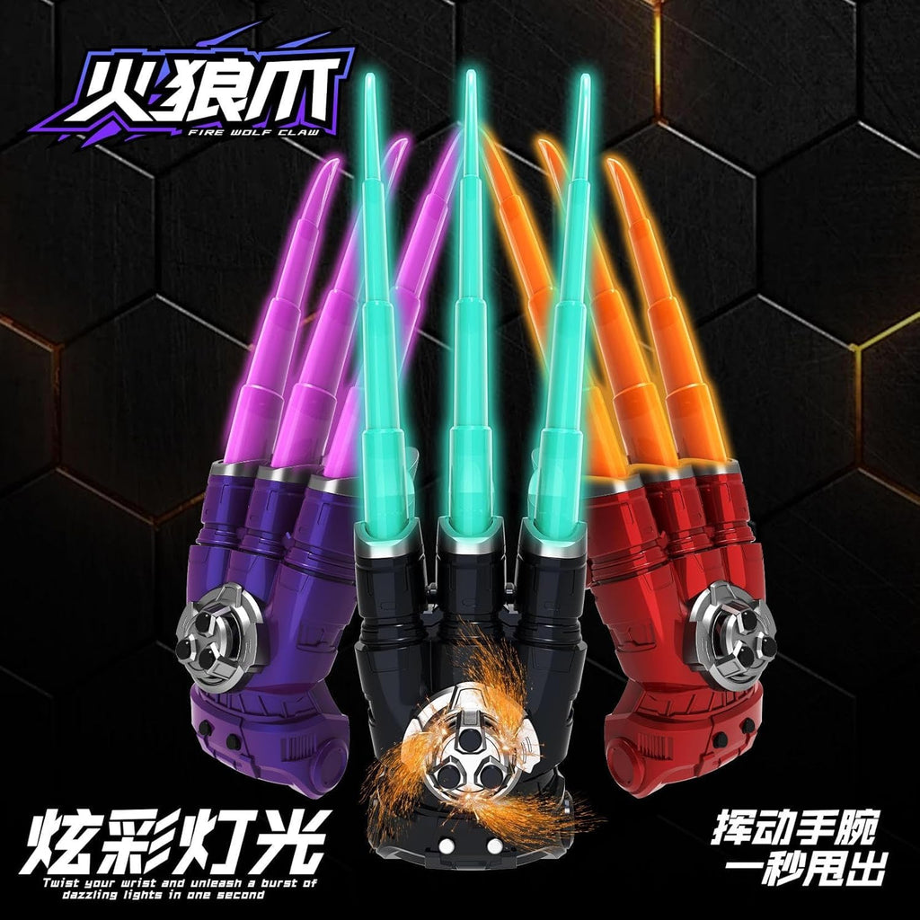 Fire Wolf Cyber Claw | Retractable RGB Gauntlet with Spark Engine