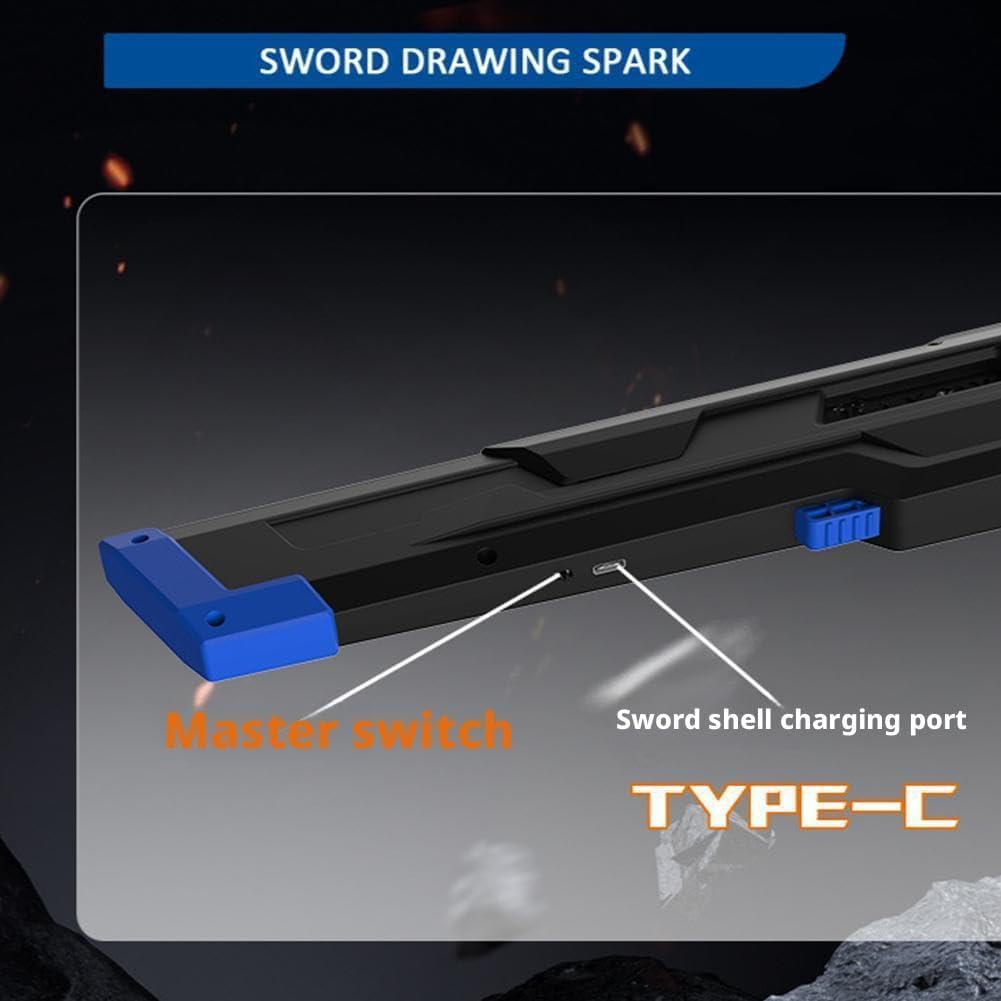 Celestor RGB LED Light-Up Battle Sword Toy with Spark Drawing Effect, Type-C Rechargeable Futuristic Warrior Sword for Kids Roleplay & Cosplay