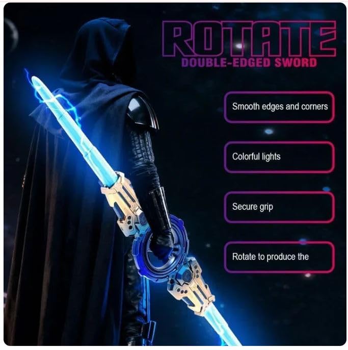 Celestor Double-Edged RGB Lightsaber Toy with Rotating Handle & Glowing LED Blades for Kids Roleplay and Sci-Fi Action Play