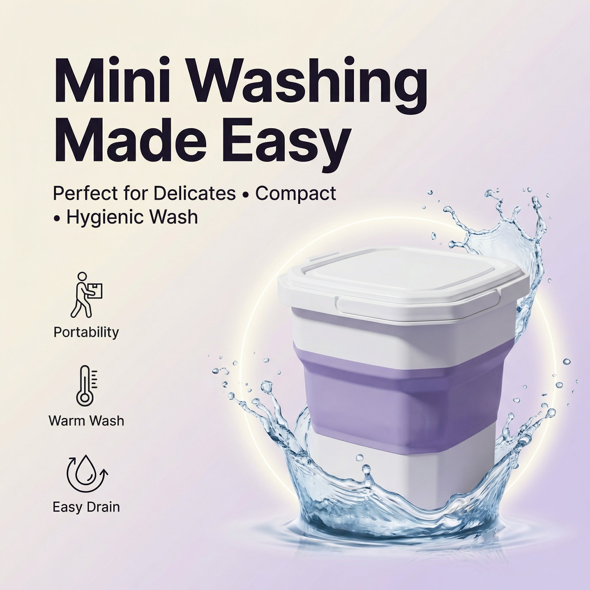 Celestor 2KG Mini Washing Machine – Portable Semi Automatic Washer for Delicate Clothes | Warm Water Wash | Compact & Space Saving