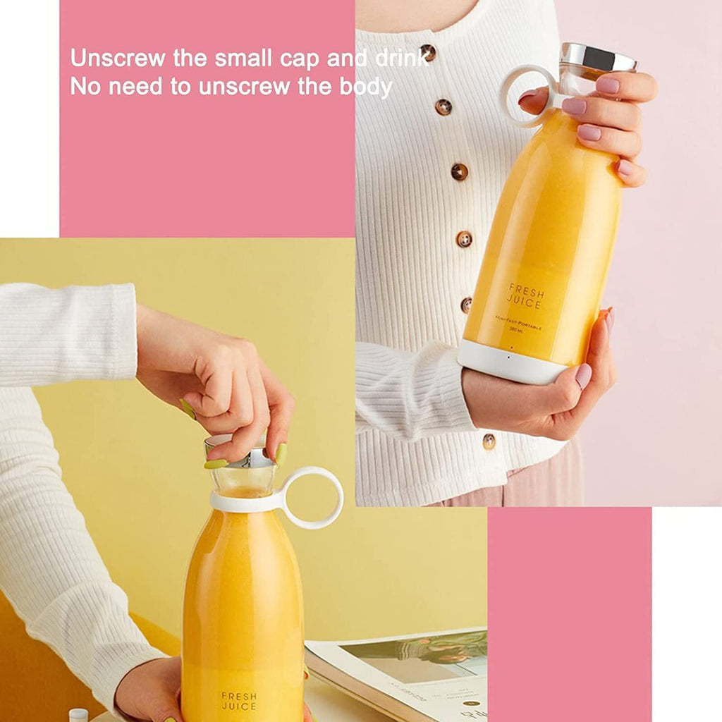Portable 6-Blade USB Rechargeable Juicer Blender Mixer, Smoothie Maker with Built-In Bottle, Personal Fruit Juice Machine & Protein Shake Mixer for Home, Travel & Gym