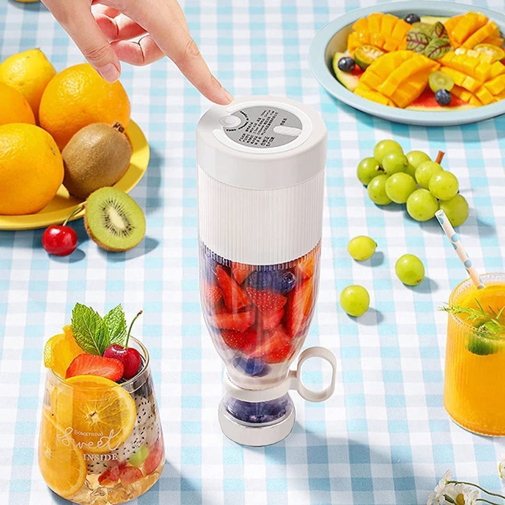 Portable 6-Blade USB Rechargeable Juicer Blender Mixer, Smoothie Maker with Built-In Bottle, Personal Fruit Juice Machine & Protein Shake Mixer for Home, Travel & Gym