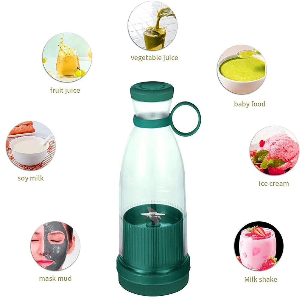 Portable 6-Blade USB Rechargeable Juicer Blender Mixer, Smoothie Maker with Built-In Bottle, Personal Fruit Juice Machine & Protein Shake Mixer for Home, Travel & Gym
